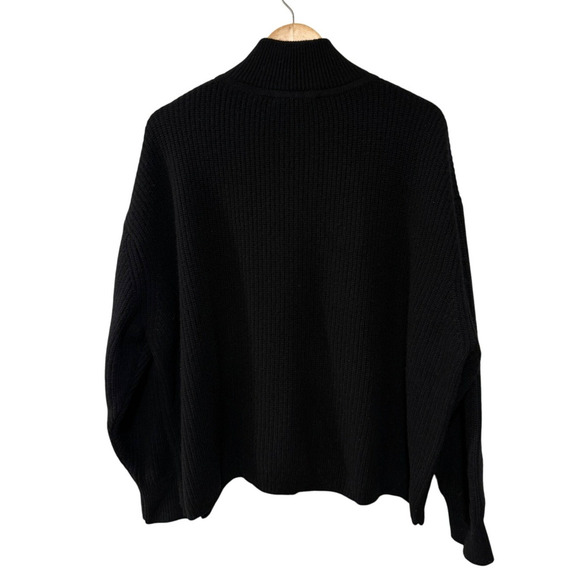Jenni Kayne XXL 100% Cashmere Half Zip Fisherman Sweater $495 Ribbed Black - Picture 3 of 11